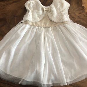 White faux fur Holiday Dress little girls size 4T